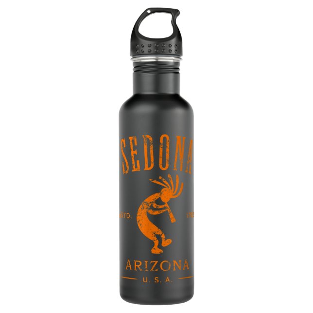 Sedona Arizona Kokopelli Souvenir Distressed Desig Stainless Steel Water Bottle (Front)
