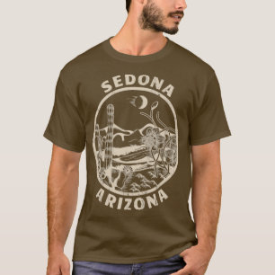 Sedona Arizona Linocut Distressed Desert Illustrat T-Shirt