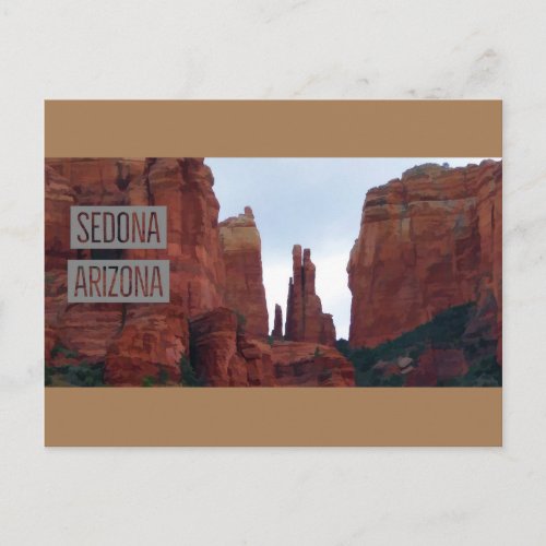 Sedona Arizona Mountains Travel Poster Postcard
