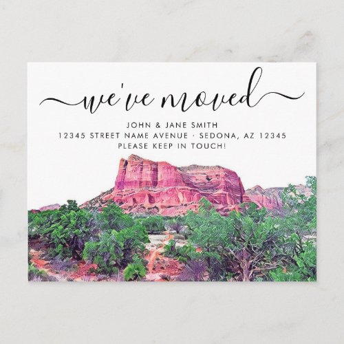 Sedona Arizona Moving Announcement Postcard