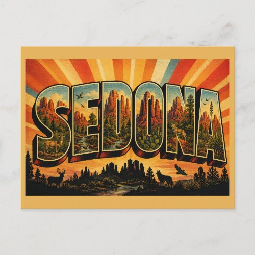 Sedona Arizona Red Rock Canyon Forest Art Postcard