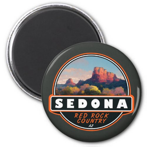 Sedona Arizona Red Rock Country Watercolor Emblem Magnet