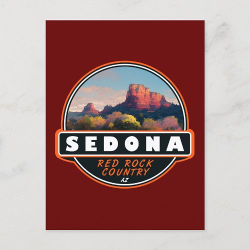 Sedona Arizona Red Rock Country Watercolor Emblem Postcard