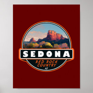 Sedona Arizona Red Rock Country Watercolor Emblem Poster