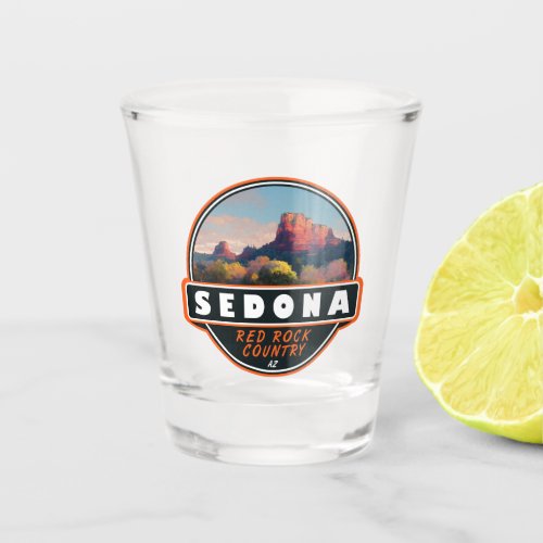 Sedona Arizona Red Rock Country Watercolor Emblem Shot Glass