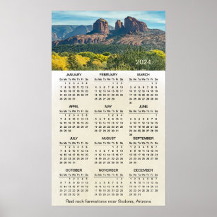 Sedona Arizona Red Rocks 2024 Wall Poster Calendar