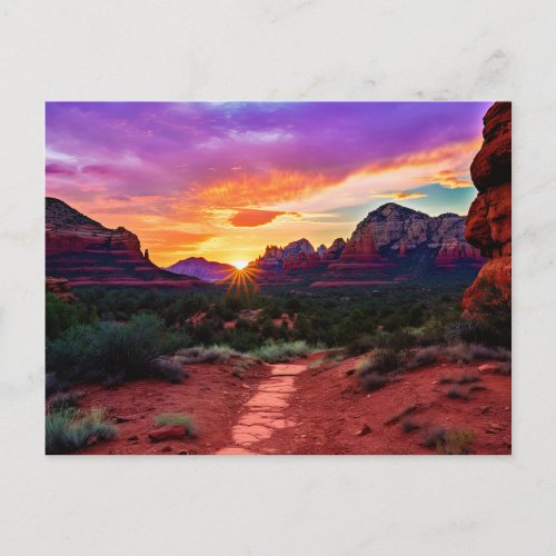 Sedona Arizona Red Rocks Nature Beautiful Sunset Postcard