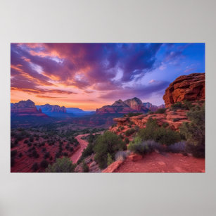 Sedona Arizona Red Rocks Nature Beautiful Sunset Poster