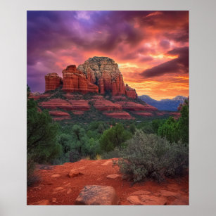 Sedona Arizona Red Rocks Nature Beautiful Sunset Poster