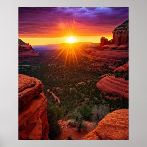 Sedona Arizona Red Rocks Nature Beautiful Sunset Poster