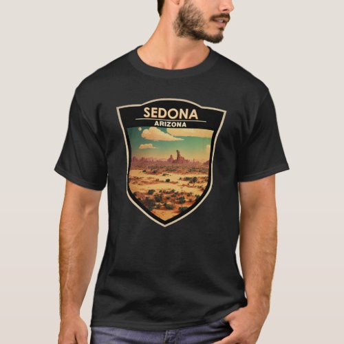 Sedona Arizona Retro Travel Art Badge T_Shirt