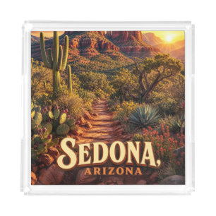 Sedona Arizona Sunset Red Rock Desert Travel Acrylic Tray