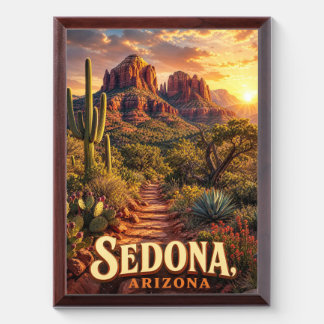 Sedona Arizona Sunset Red Rock Desert Travel Award Plaque