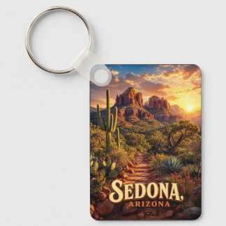 Sedona Arizona Sunset Red Rock Desert Travel Keychain