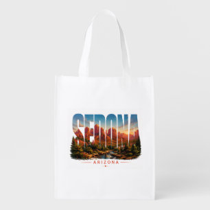 Sedona Arizona Travel Red Rock Desert Landscape Grocery Bag