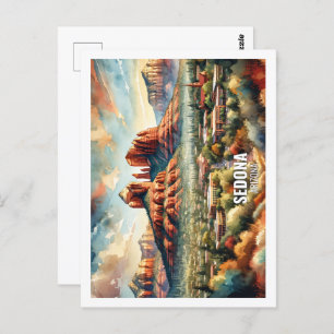 Sedona Arizona USA Famous Place watercolor Postcard