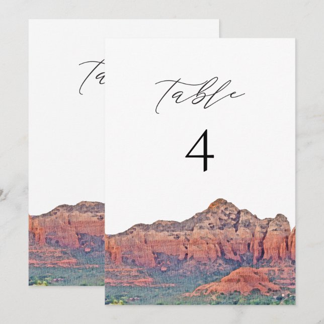 SEDONA Arizona Watercolor Table Number Card (Front/Back)