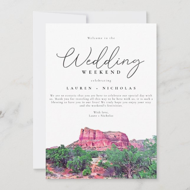 Sedona Arizona Wedding Weekend Welcome Itinerary Invitation (Front)