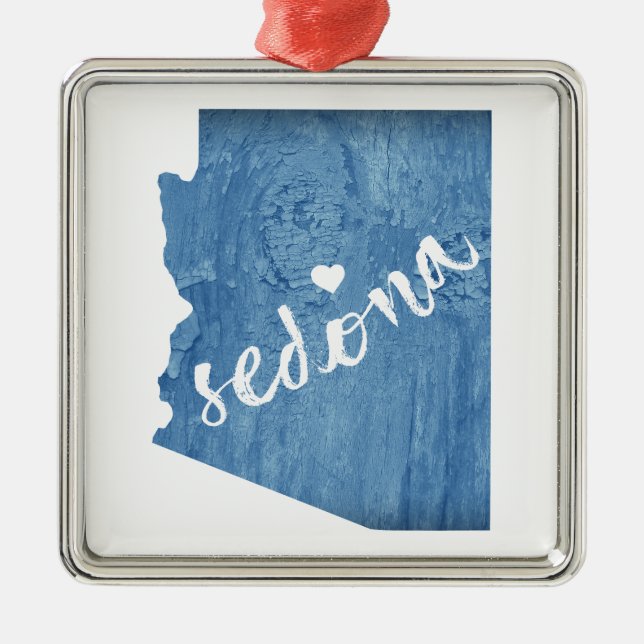 Sedona Arizona Wood Grain Metal Ornament (Front)