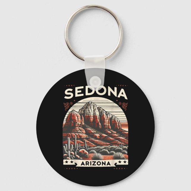 Sedona Az Hiking Outdoors Mountain Sedona Usa Retr Keychain (Front)