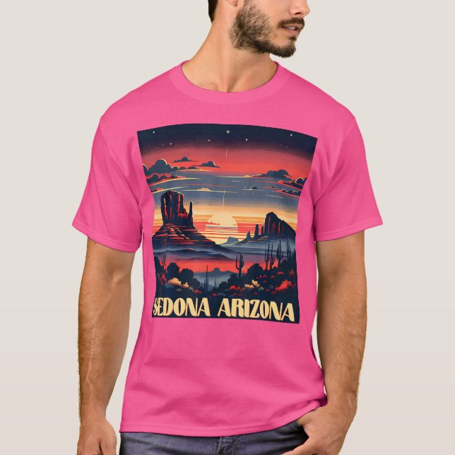 Sedona Az Hiking Outdoors Mountain Sedona Usa Retr T-Shirt (Front)