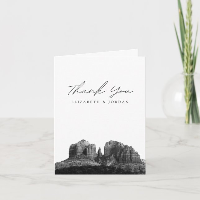 Sedona Black & White Blank Thank You Card (Front)