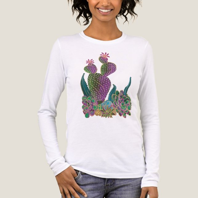 Sedona Cactus Flower Long Sleeve T shirt (Front)