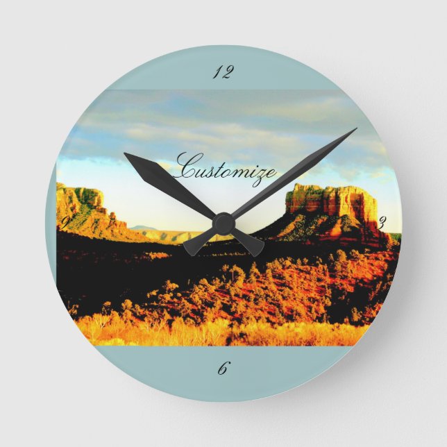 Sedona Courthouse Rock Thunder_Cove  Round Clock (Front)