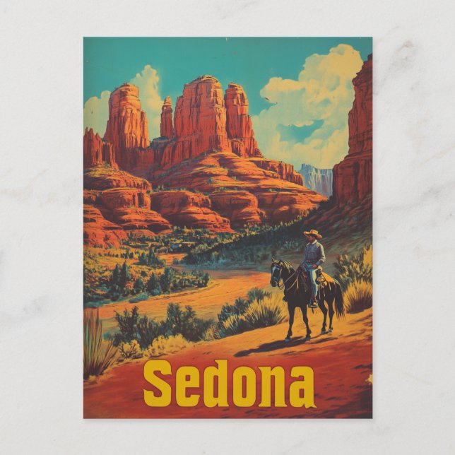 Sedona Cowboy vintage Postcard (Front)