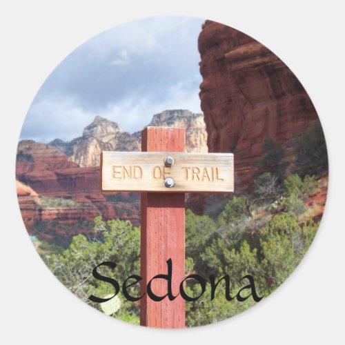 Sedona End of Trail Classic Round Sticker