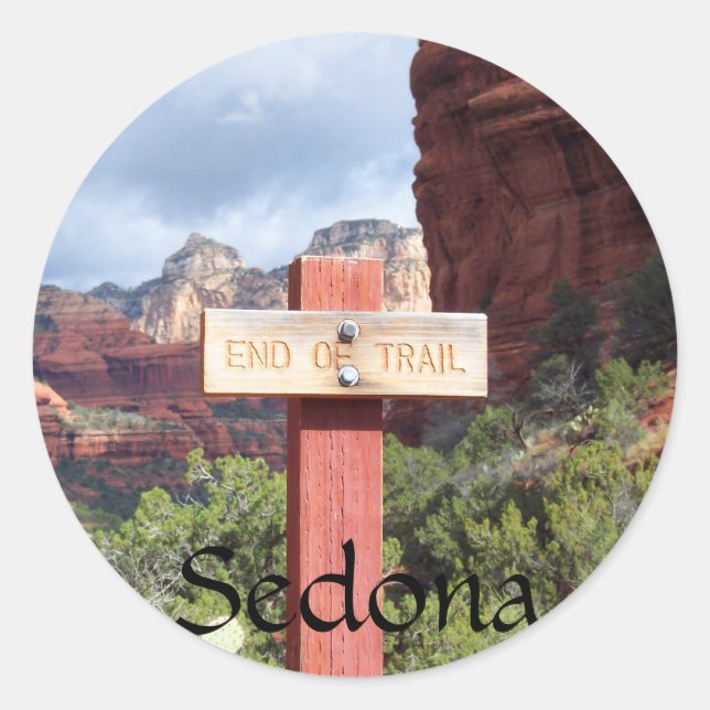 Sedona End of Trail Classic Round Sticker (Front)