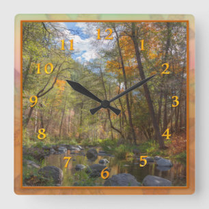 SEDONA OAK CREEK STREAMING ANOTHER DAY SQUARE WALL CLOCK