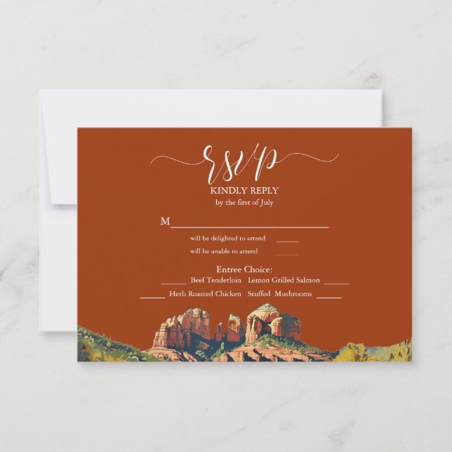 Sedona Red Rock Cathedral Meal Choice  RSVP Card (Front)