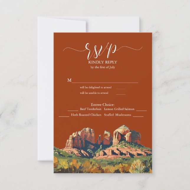 Sedona Red Rock Cathedral Meal Choice  RSVP Card (Front)
