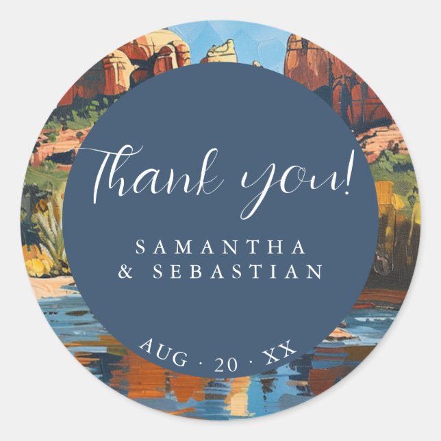 Sedona Red Rock Cathedral Rock  Classic Round Sticker (Front)