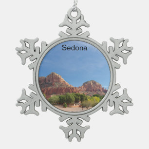 Sedona Red rocks Snowflake Pewter Christmas Ornament