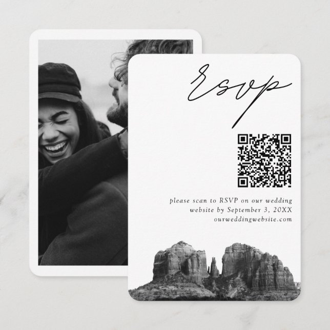 Sedona Wedding Modern RSVP QR Code Enclosure Card (Front/Back)