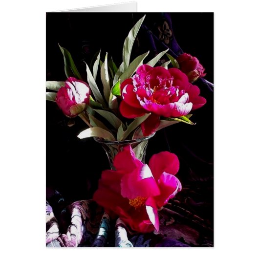 Seductive Red Peonies Cards (Front)
