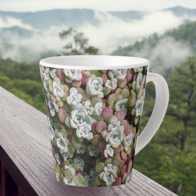 Sedum Spathulifolium Succulents Floral Latte Mug (In Situ)