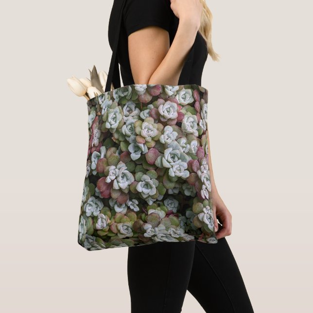 Sedum Spathulifolium Succulents Floral Tote Bag (Close Up)
