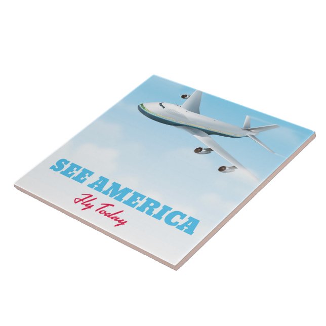See America - Fly today! Ceramic Tile (Side)