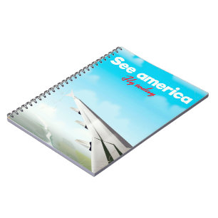 See America "fly today" vintage vacation print. Notebook