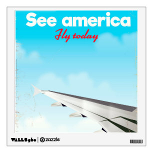 See America "fly today" vintage vacation print. Wall Sticker