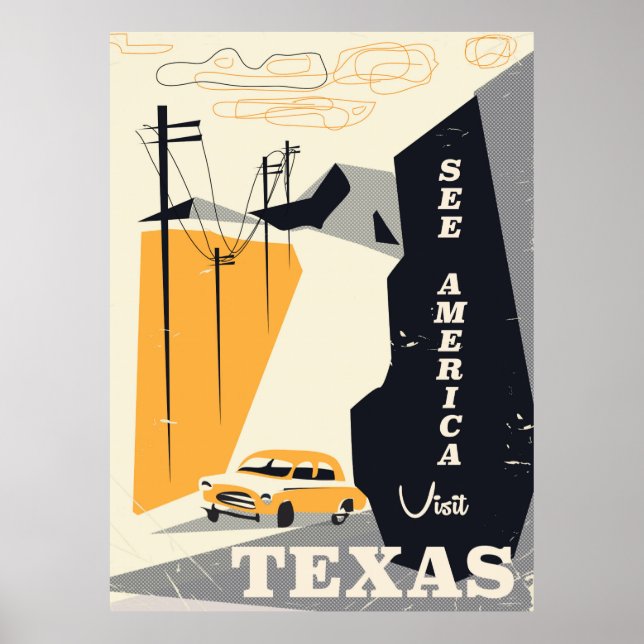 See america - Texas 1950s vintage travel poster (Front)