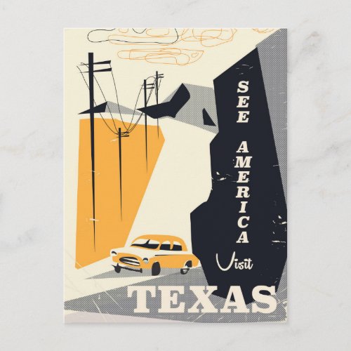 See america _ Texas 1950s vintage travel poster Postcard
