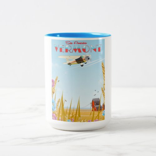 see America Vermont Rural travel poster Two_Tone Coffee Mug