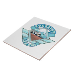See America Vintage 50's style flight poster Ceramic Tile