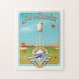 See America Vintage 50's style flight poster Jigsaw Puzzle