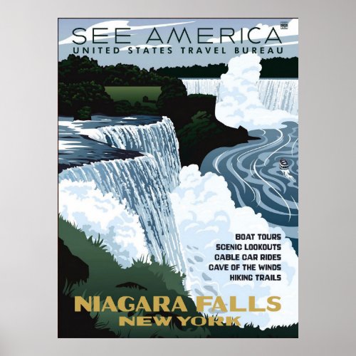 See America _ Visit Niagara Fall NY Vintage Poster