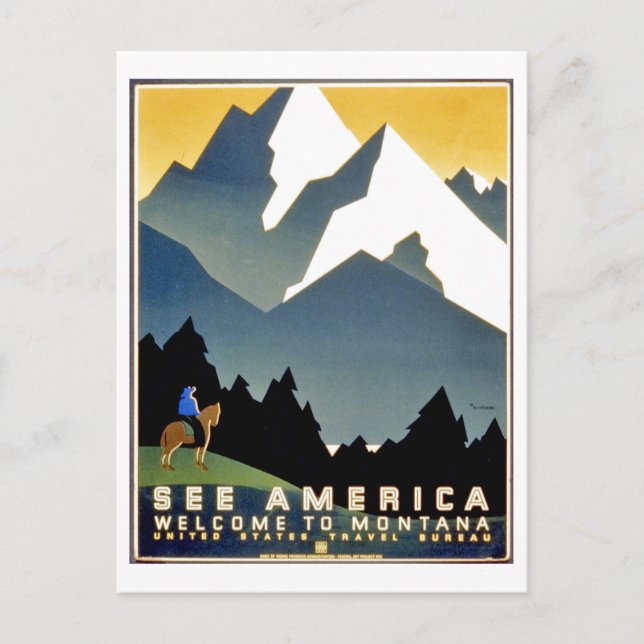 See America, welcome to Montana mountains, vintage Postcard (Front)